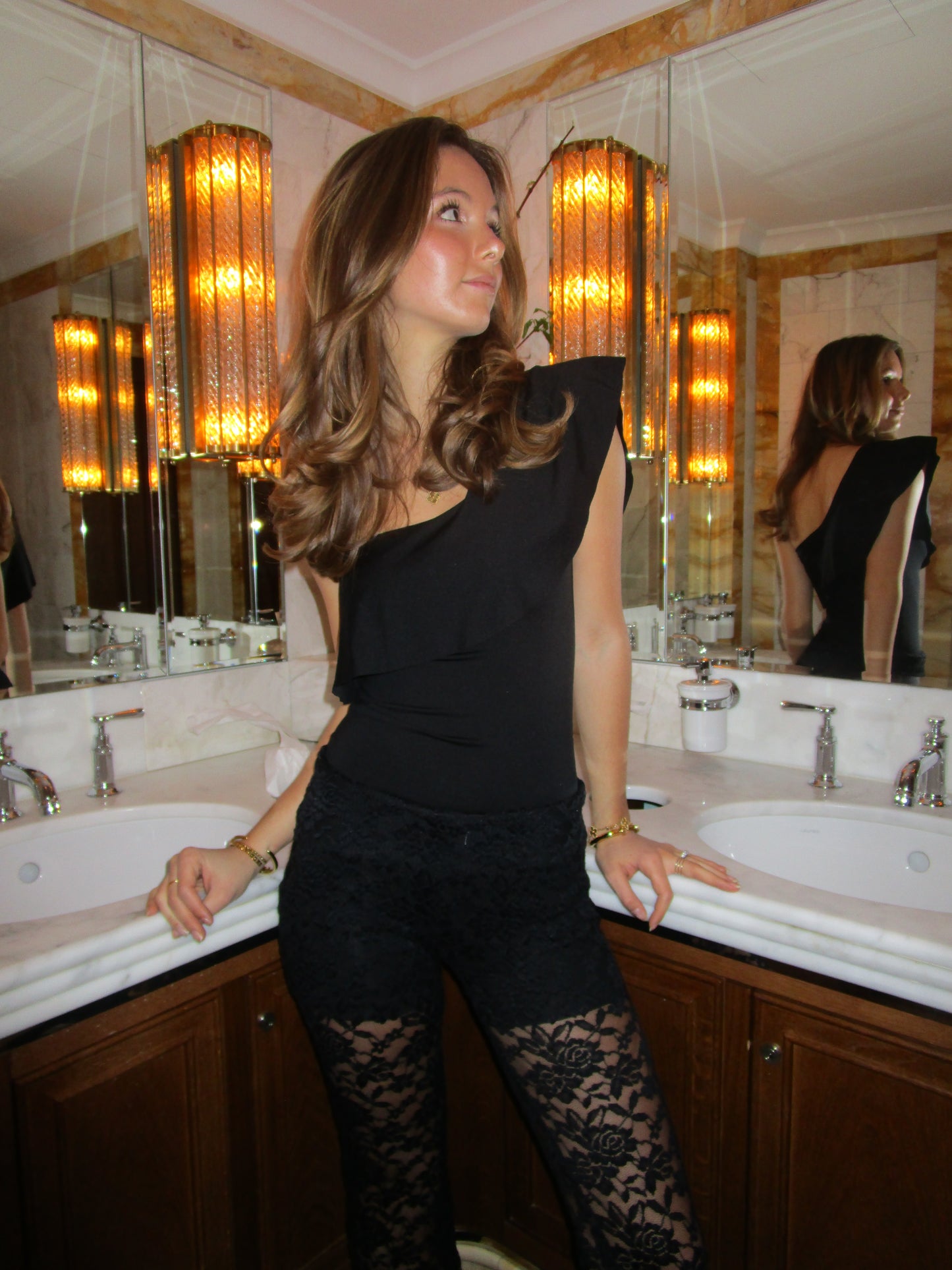 Black lace pants