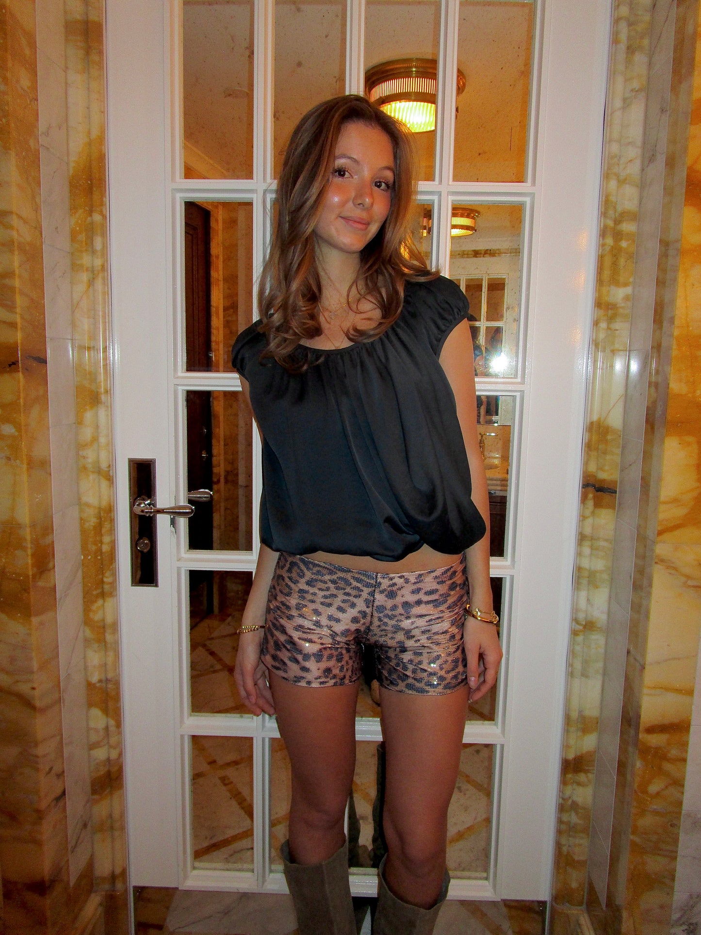 Leopard glitter shorts